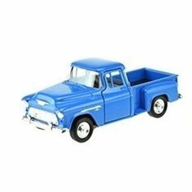 Modelauto chevrolet 1955 stepside blauw 1:34