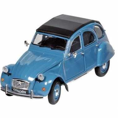 Modelauto citroen 2cv blauw/zwart 16,2 cm