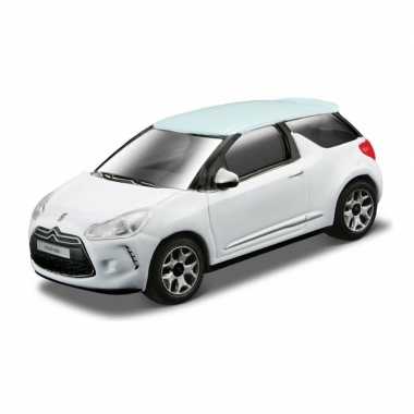 Modelauto citroen ds3 wit/blauw schaal 1:43/9 x 4 x 3 cm