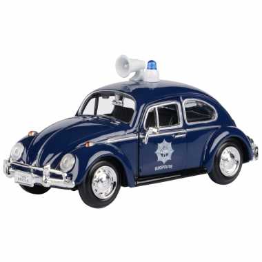 Modelauto volkswagen kever politie auto 1966 blauw schaal 1:24/17 x 7 x 6 cm