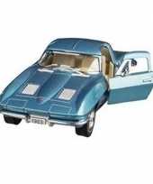Modelauto chevrolet corvette blauw 13 cm
