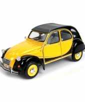 Modelauto citroen 2cv 1976 geel zwart schaal 1 24 16 x 6 x 6 cm