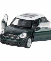 Modelauto mini cooper s paceman donkergroen 11 cm